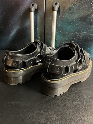 Dr Martens 1461 Quad Harness Derbys Womens 8/ Mens 7 Black Shoes Goth Doc Buckle - Thumbnail 9
