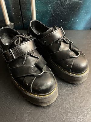 Dr Martens 1461 Quad Harness Derbys Womens 8/ Mens 7 Black Shoes Goth Doc Buckle - Thumbnail 12