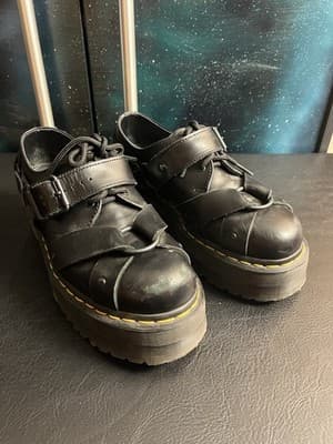 Dr Martens 1461 Quad Harness Derbys Womens 8/ Mens 7 Black Shoes Goth Doc Buckle - Thumbnail 11