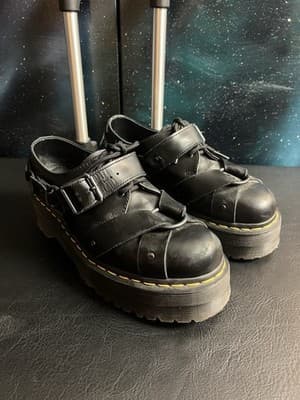 Dr Martens 1461 Quad Harness Derbys Womens 8/ Mens 7 Black Shoes Goth Doc Buckle - Image 1