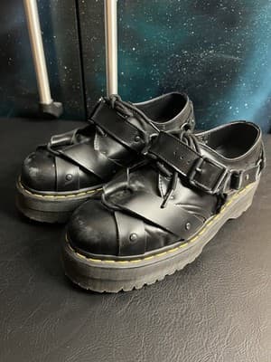 Dr Martens 1461 Quad Harness Derbys Womens 8/ Mens 7 Black Shoes Goth Doc Buckle - Thumbnail 5