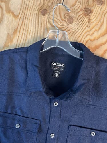 Outdoor Research Shirt Mens XL Navy Blue Feedback Flannel Outdoor Hiking Trail - Thumbnail 3