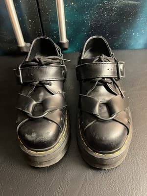 Dr Martens 1461 Quad Harness Derbys Womens 8/ Mens 7 Black Shoes Goth Doc Buckle - Thumbnail 3