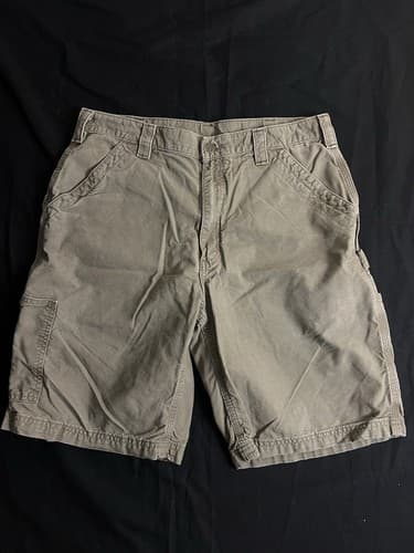 Carhartt Mens *34 B147 LBR Duck Canvas Carpenter Shorts Heavy Duty Light Brown - Image 1