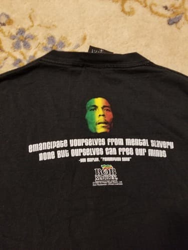 Bob Marley T-shirt Size S Redemption Song Reggae Tee Black Vintage 1999 - Thumbnail 7