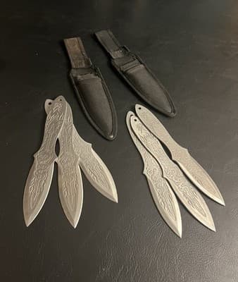 Lot Of 6 Aeroblades Throwing Knives Set 3CR13 Spear Point Steel AB1SL w/Sheath - Image 1