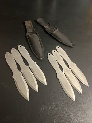 Lot Of 6 Aeroblades Throwing Knives Set 3CR13 Spear Point Steel AB1SL w/Sheath - Thumbnail 5