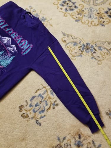 Vtg 90s Colorado Rocky Mountains Retro Mens L Sweatshirt Purple Sweater USA Crew - Thumbnail 7