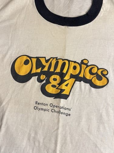 Vtg RARE 1984 Olympics Ringer T Shirt Men’s Large USA M/ L Renton Operations - Thumbnail 2
