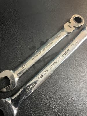 Lot Of 2 Power Torque Combination Wrench Metric 14mm 17 Polished Chrome Ratchet - Thumbnail 7