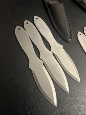 Lot Of 6 Aeroblades Throwing Knives Set 3CR13 Spear Point Steel AB1SL w/Sheath - Thumbnail 6