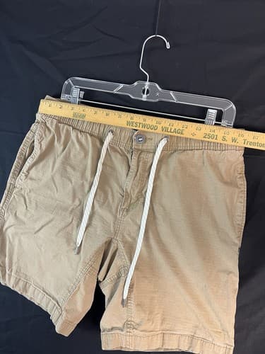 Men's Vuori Shorts Khaki Tan Ripstop Pockets Drawstring Outdoors Size M /L V370 - Thumbnail 8