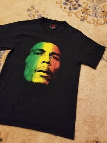 Bob Marley T-shirt Size S Redemption Song Reggae Tee Black Vintage 1999 - Thumbnail 2
