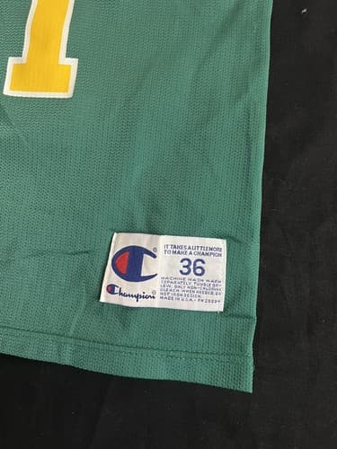 Vtg Seattle Supersonics Sonics Schrempf 11 Champion Jersey Size 36 Mens S Green - Thumbnail 4