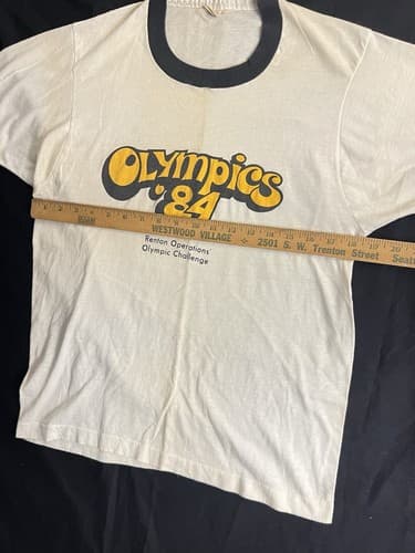 Vtg RARE 1984 Olympics Ringer T Shirt Men’s Large USA M/ L Renton Operations - Thumbnail 8