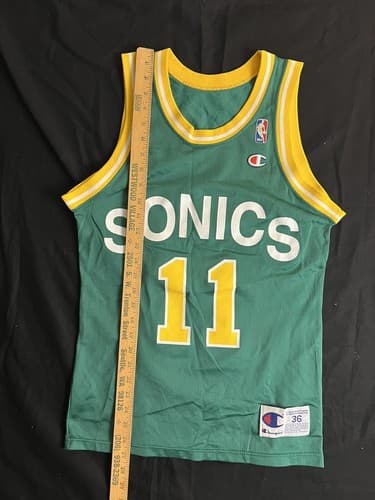 Vtg Seattle Supersonics Sonics Schrempf 11 Champion Jersey Size 36 Mens S Green - Thumbnail 7