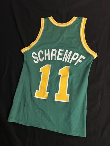 Vtg Seattle Supersonics Sonics Schrempf 11 Champion Jersey Size 36 Mens S Green - Thumbnail 5