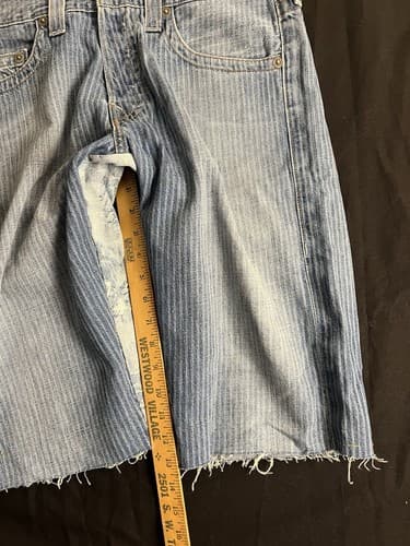 True Religion Men’s 33 USA Denim Jean Shorts Light Blue Striped Geno Classic - Thumbnail 11