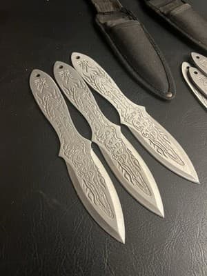 Lot Of 6 Aeroblades Throwing Knives Set 3CR13 Spear Point Steel AB1SL w/Sheath - Thumbnail 3