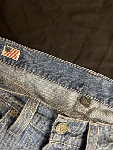 True Religion Men’s 33 USA Denim Jean Shorts Light Blue Striped Geno Classic - Thumbnail 8