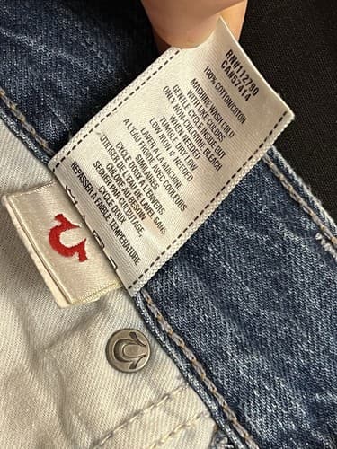 True Religion Men’s 33 USA Denim Jean Shorts Light Blue Striped Geno Classic - Thumbnail 7