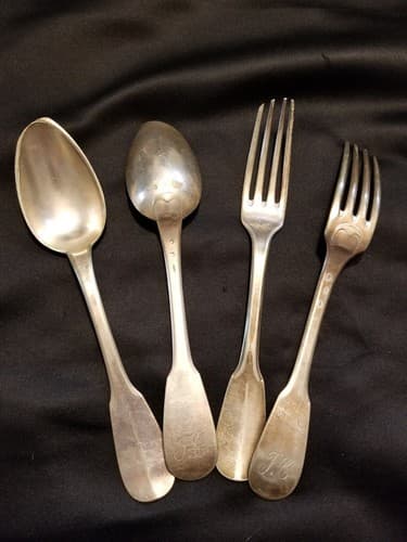 (4) Vintage C. Pillet Old French Silverware Rare. Spoons Forks. Plated or Solid? - Image 1