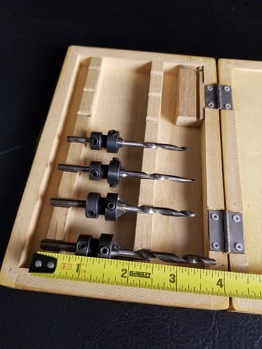 PROFESSIONAL COUNTERSINK Drill Bit 4 Piece Set + Wooden Box Stop Collar 1/8" - Thumbnail 6