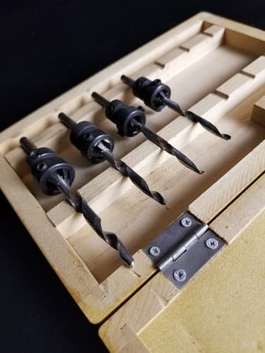 PROFESSIONAL COUNTERSINK Drill Bit 4 Piece Set + Wooden Box Stop Collar 1/8" - Thumbnail 5
