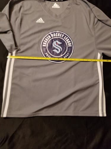 Seattle Kraken Hockey League Adidas Mens S - M Aditeam Practice Jersey Grey #42 - Thumbnail 10