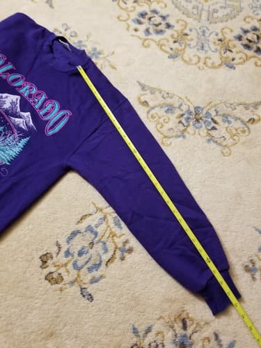 Vtg 90s Colorado Rocky Mountains Retro Mens L Sweatshirt Purple Sweater USA Crew - Thumbnail 8
