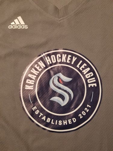 Seattle Kraken Hockey League Adidas Mens S - M Aditeam Practice Jersey Grey #42 - Thumbnail 5