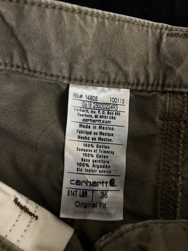 Carhartt Mens *34 B147 LBR Duck Canvas Carpenter Shorts Heavy Duty Light Brown - Thumbnail 6