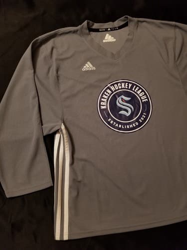 Seattle Kraken Hockey League Adidas Mens S - M Aditeam Practice Jersey Grey #42 - Thumbnail 4