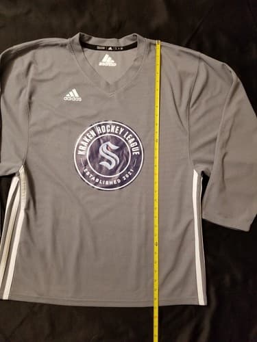 Seattle Kraken Hockey League Adidas Mens S - M Aditeam Practice Jersey Grey #42 - Thumbnail 9