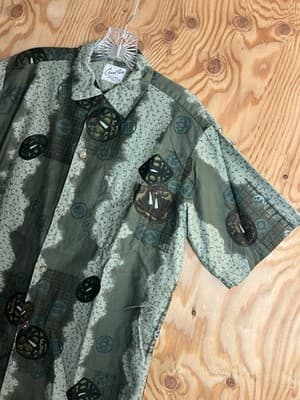 Vtg 1950’s Casual Ceire Hawaiian Village Honolulu Shirt Mens M Chinese Cash Coin - Thumbnail 2