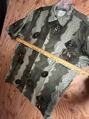 Vtg 1950’s Casual Ceire Hawaiian Village Honolulu Shirt Mens M Chinese Cash Coin - Thumbnail 6