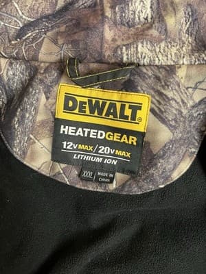 DEWALT Heated Camouflage Work Gear Jacket Mens XXXL Camo READ No Battery/ Zipper - Thumbnail 8