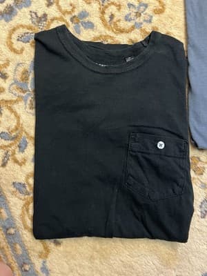 Lot Of 2 Todd Snyder LA Slub Pocket Tee Mens M Chest Pocket Button Black + Grey - Thumbnail 2