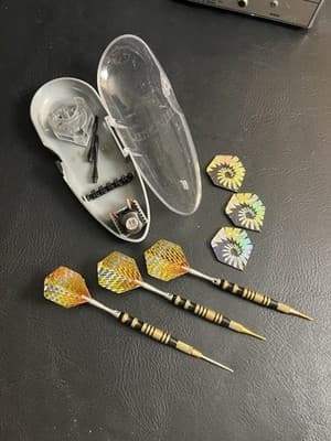 Lot Of 3 Mixed Darts Metal Bodies Plastic Tips Flights Foil Holographic Set Case - Image 1