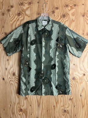 Vtg 1950’s Casual Ceire Hawaiian Village Honolulu Shirt Mens M Chinese Cash Coin - Image 1