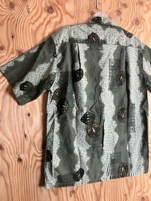 Vtg 1950’s Casual Ceire Hawaiian Village Honolulu Shirt Mens M Chinese Cash Coin - Thumbnail 11