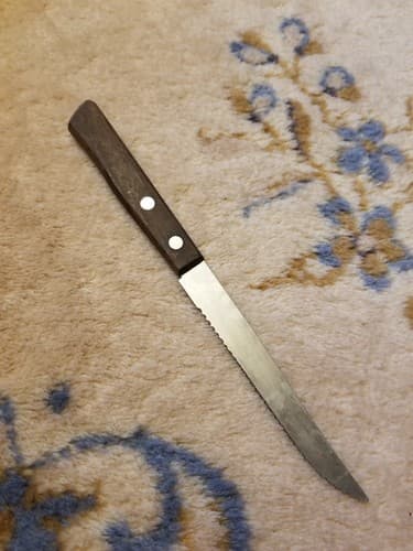 Steak Knife Serrated Stainless Steel Blade Japan Wood Handle 8.25" Total Length - Thumbnail 4