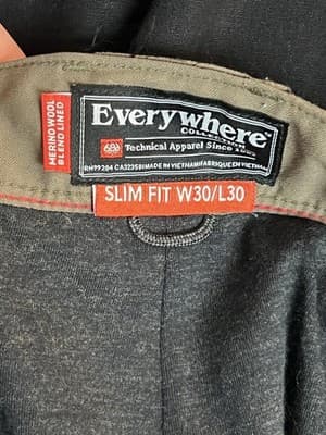 686 Everywhere Merino Wool Lined Chino Pants Mens 30x30 Slim Fit Tan Brown - Thumbnail 8