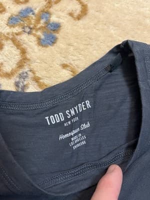 Lot Of 2 Todd Snyder LA Slub Pocket Tee Mens M Chest Pocket Button Green + Grey - Thumbnail 7