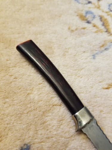 Vintage AMWAY Double Serrated Blade Steak Knife Bakelite Brown Handles 7" Total - Thumbnail 8