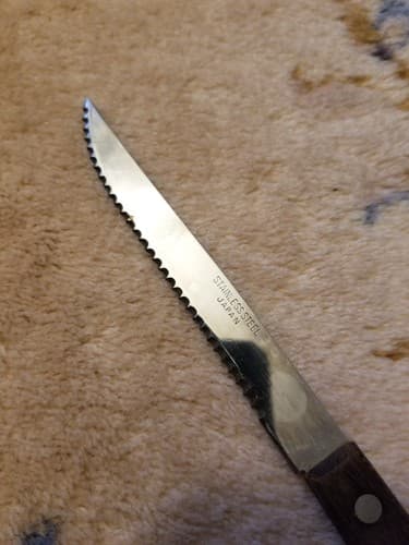 Steak Knife Serrated Stainless Steel Blade Japan Wood Handle 8.25" Total Length - Thumbnail 3