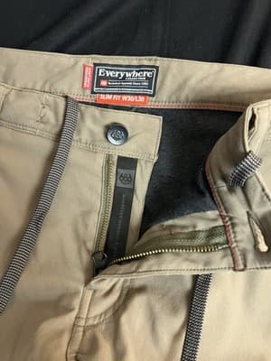 686 Everywhere Merino Wool Lined Chino Pants Mens 30x30 Slim Fit Tan Brown - Thumbnail 7
