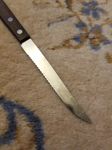 Steak Knife Serrated Stainless Steel Blade Japan Wood Handle 8.25" Total Length - Thumbnail 5
