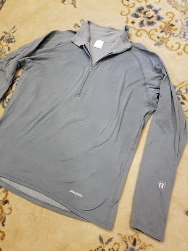 Patagonia R.5 Long Sleeve Waffle Zip Shirt Men's L USA 41600 VTG Grey Regulator - Thumbnail 2