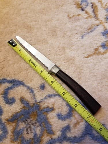 Vintage AMWAY Double Serrated Blade Steak Knife Bakelite Brown Handles 7" Total - Thumbnail 9